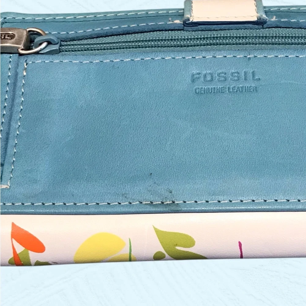 NWT Vintage‎  Leather Fossil Checkbook Butterfly Long Wallet